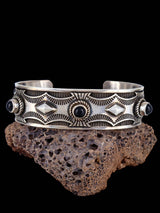 Navajo Jewelry Sterling Silver Black Onyx Cuff Bracelet