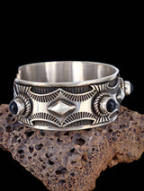 Navajo Jewelry Sterling Silver Black Onyx Cuff Bracelet
