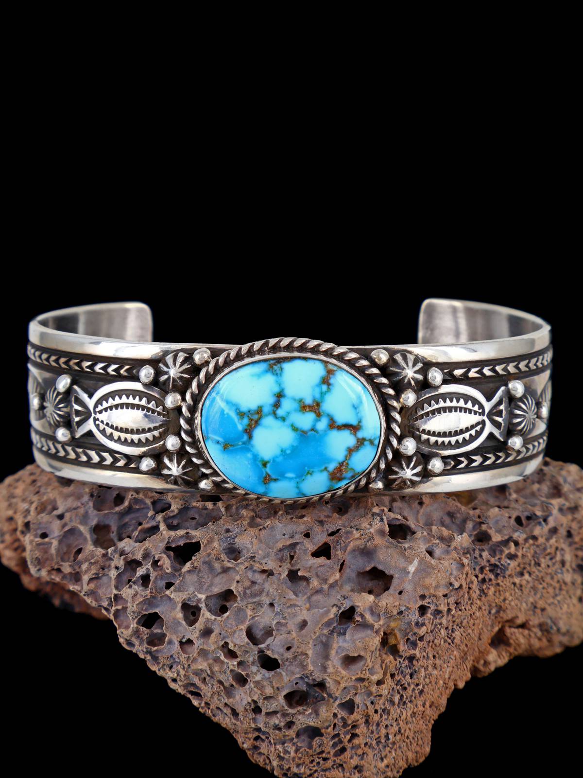 Pulsera de manguito turquesa Dry Creek de plata de ley de nativos americanos