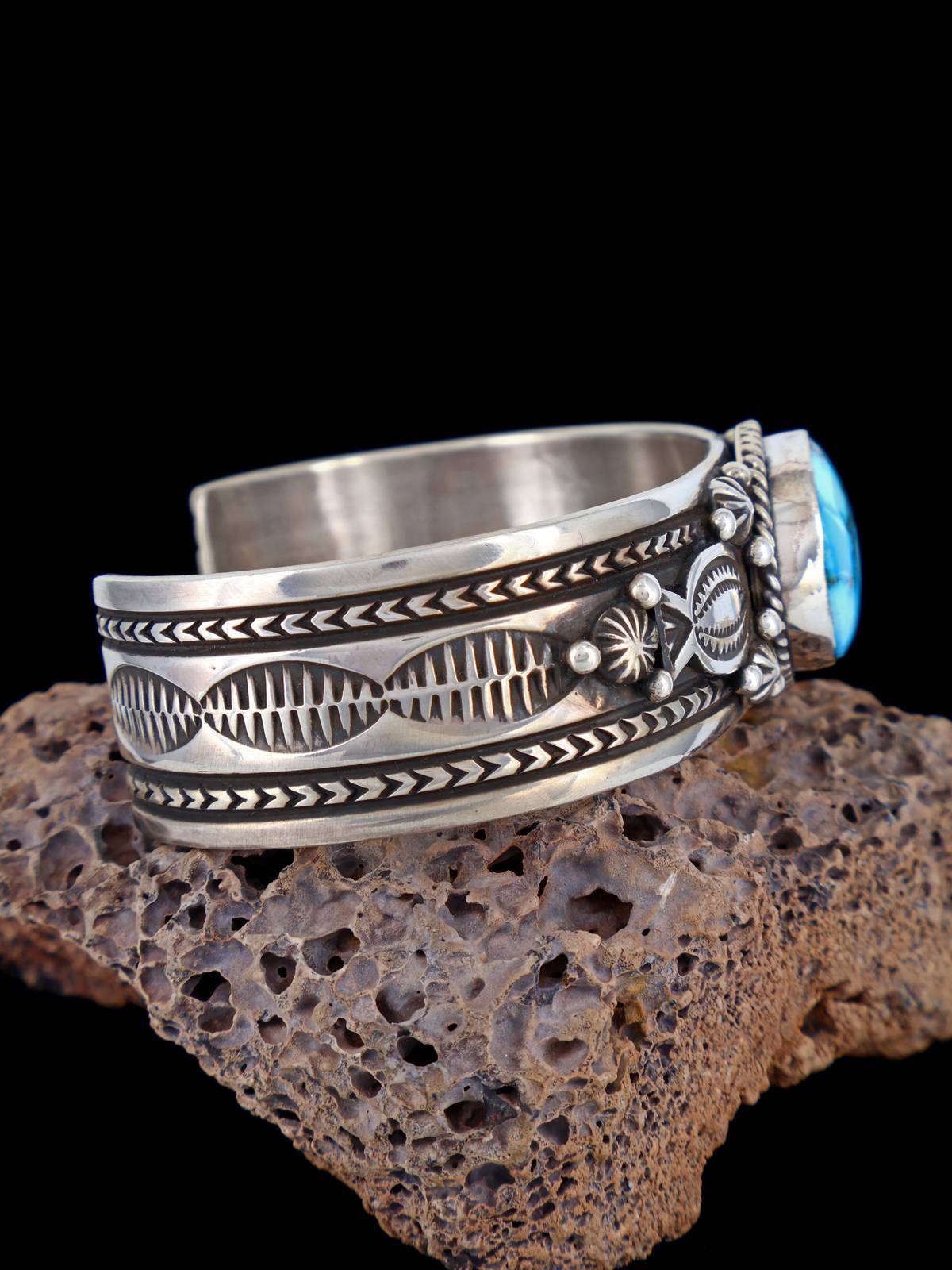 Pulsera de manguito turquesa Dry Creek de plata de ley de nativos americanos