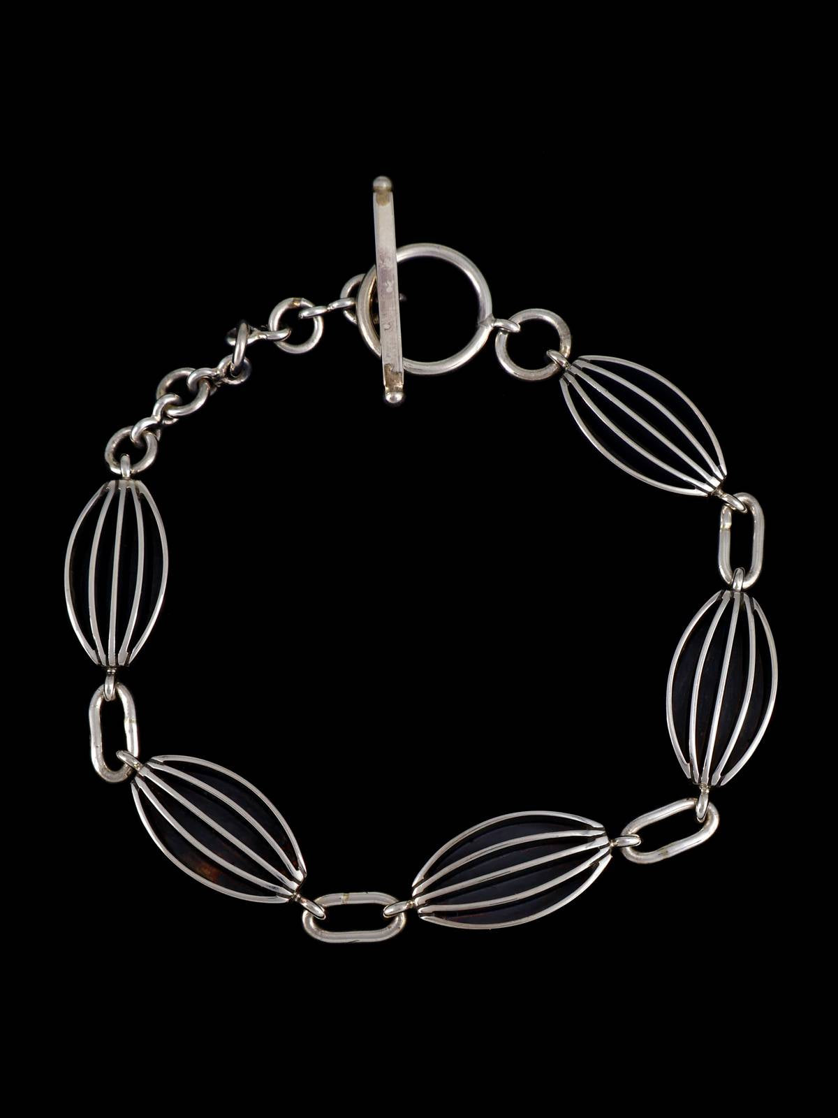 Pulsera de eslabones de plumas de plata de ley de nativos americanos