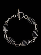 Pulsera de eslabones de plumas de plata de ley de nativos americanos