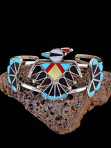 Joyería nativa americana Zuni Thunderbird pulsera con incrustaciones