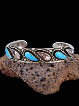Joyería nativa americana Zuni Inlay Sunface Cuff Pulsera