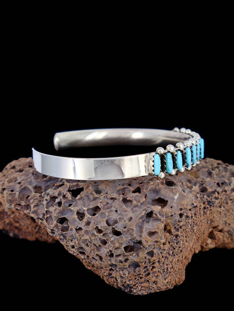 Sterling Silver Turquoise Petit Point Zuni Bracelet