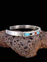 Single Row Sterling Silver Zuni Multistone Inlay Bracelet