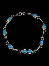 Pulsera de eslabones turquesa de plata de ley de nativos americanos