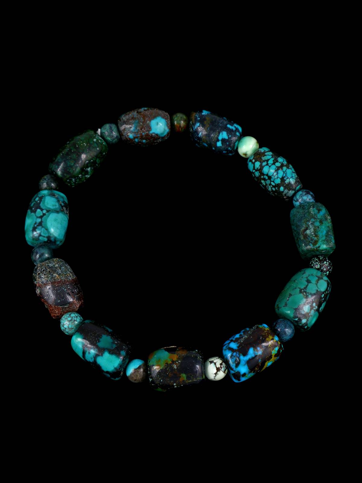 Navajo Cloud Mountain Turquoise Stretch Bracelet - PuebloDirect.com
