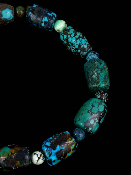 Navajo Cloud Mountain Turquoise Stretch Bracelet - PuebloDirect.com