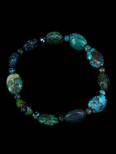 Navajo Cloud Mountain Turquoise Stretch Bracelet - PuebloDirect.com
