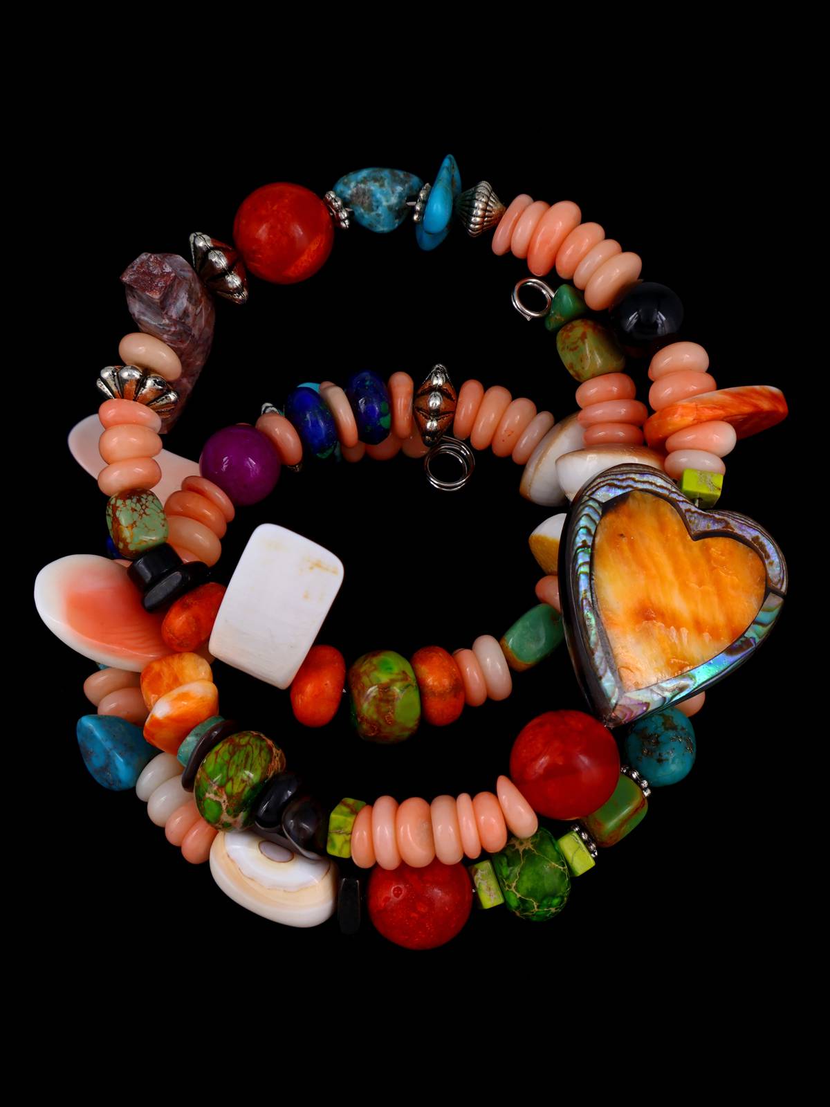 Native American Pink Coral Treasure Beaded Wrap Bracelet - PuebloDirect.com