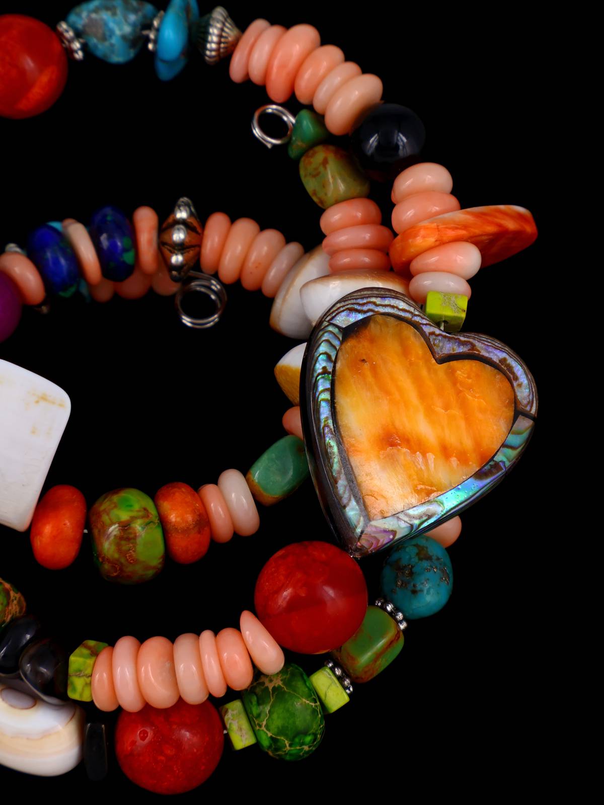 Native American Pink Coral Treasure Beaded Wrap Bracelet - PuebloDirect.com