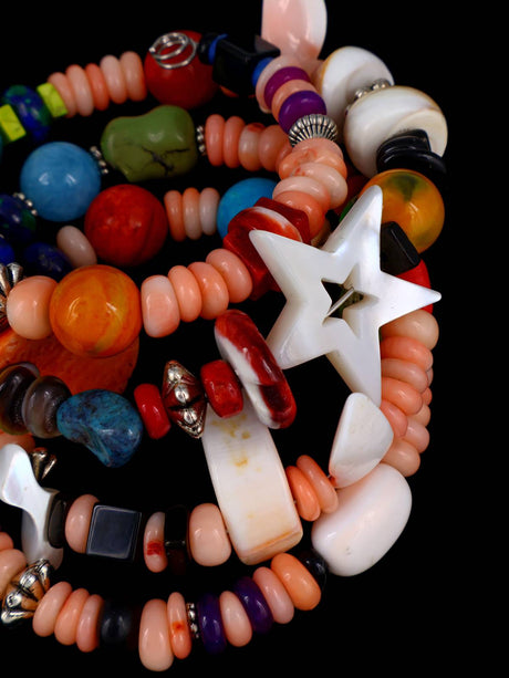 Native American Pink Coral Treasure Beaded Wrap Bracelet - PuebloDirect.com