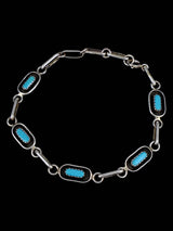 Native American Sterling Silver Turquoise Link Bracelet - PuebloDirect.com