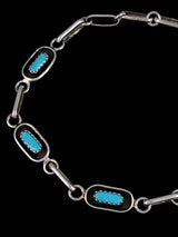 Native American Sterling Silver Turquoise Link Bracelet - PuebloDirect.com