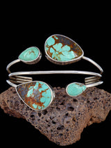 Navajo Sterling Silver Floating Turquoise Cuff Bracelet - PuebloDirect.com