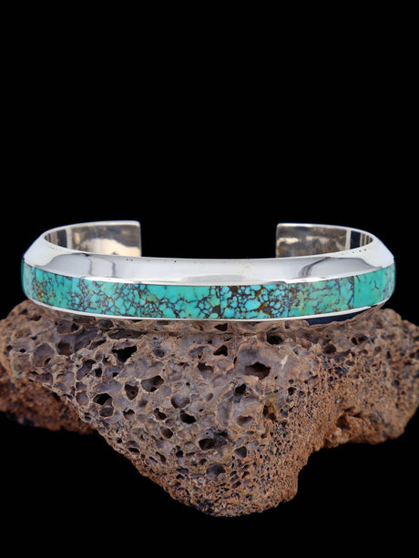 Native American Zuni Turquoise Inlay Cuff Bracelet - PuebloDirect.com