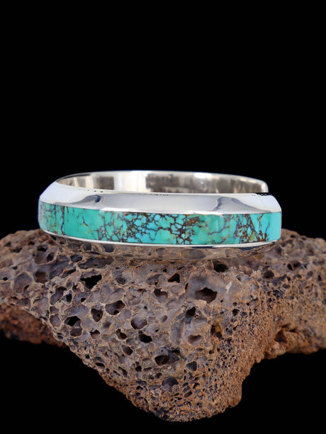 Native American Zuni Turquoise Inlay Cuff Bracelet - PuebloDirect.com