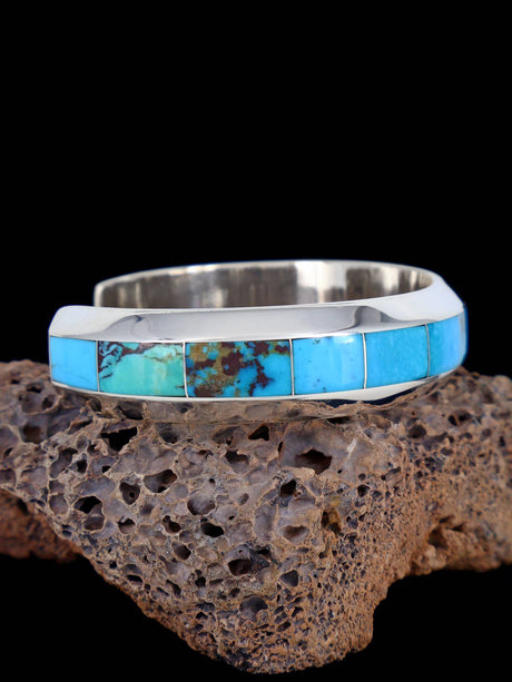 Native American Zuni Turquoise Inlay Cuff Bracelet - PuebloDirect.com