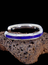 Sterling Silver Zuni Lapis Inlay Cuff Bracelet - PuebloDirect.com
