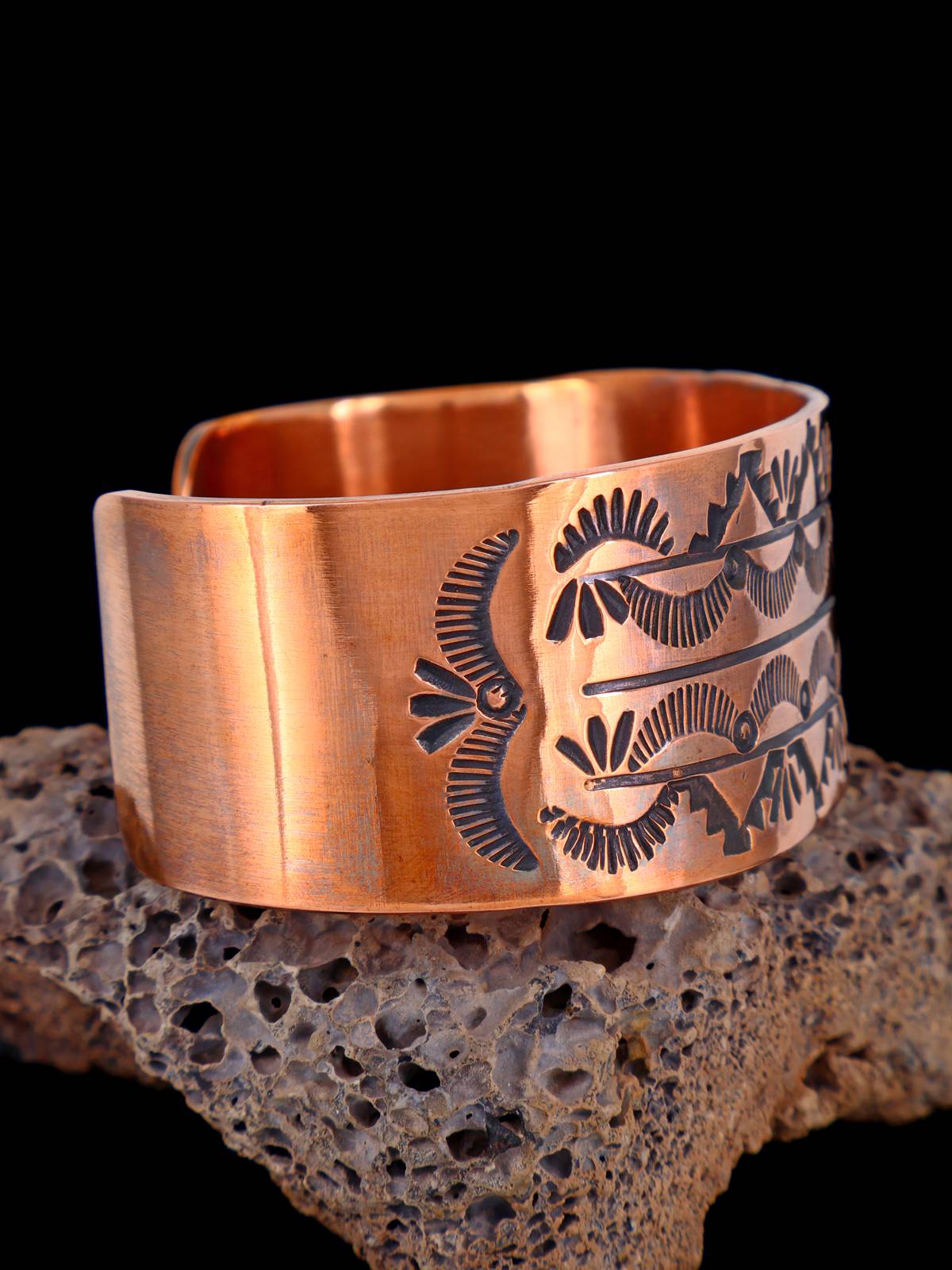 Native American Stamped Copper Cuff Bracelet - PuebloDirect.com