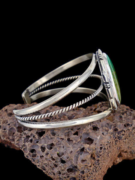 Navajo Jewelry Sterling Silver Turquoise Cuff Bracelet - PuebloDirect.com