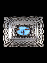 Native American Golden Hill Turquoise Sterling Silver Buckle - PuebloDirect.com