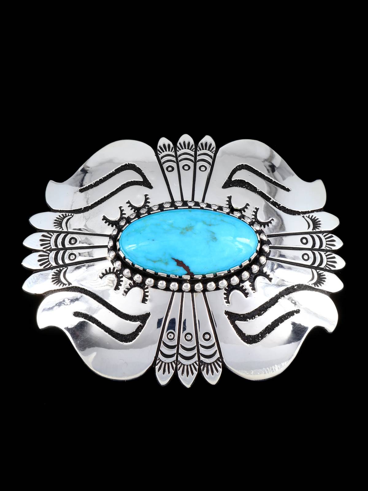 Native American Sterling Silver Turquoise Overlay Pin Pendant
