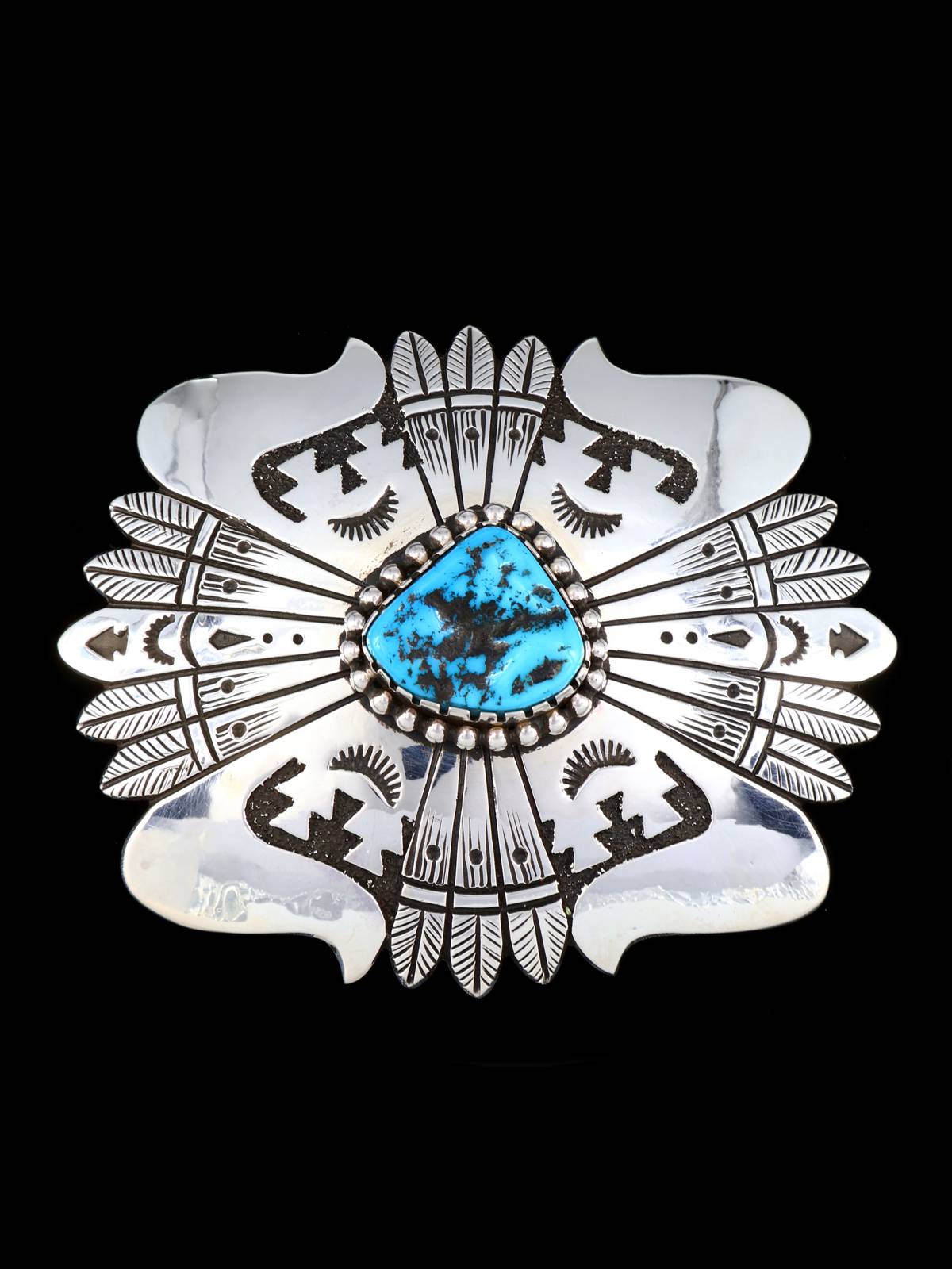 Native American Sterling Silver Turquoise Overlay Pin Pendant