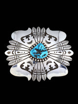 Native American Sterling Silver Turquoise Overlay Pin Pendant