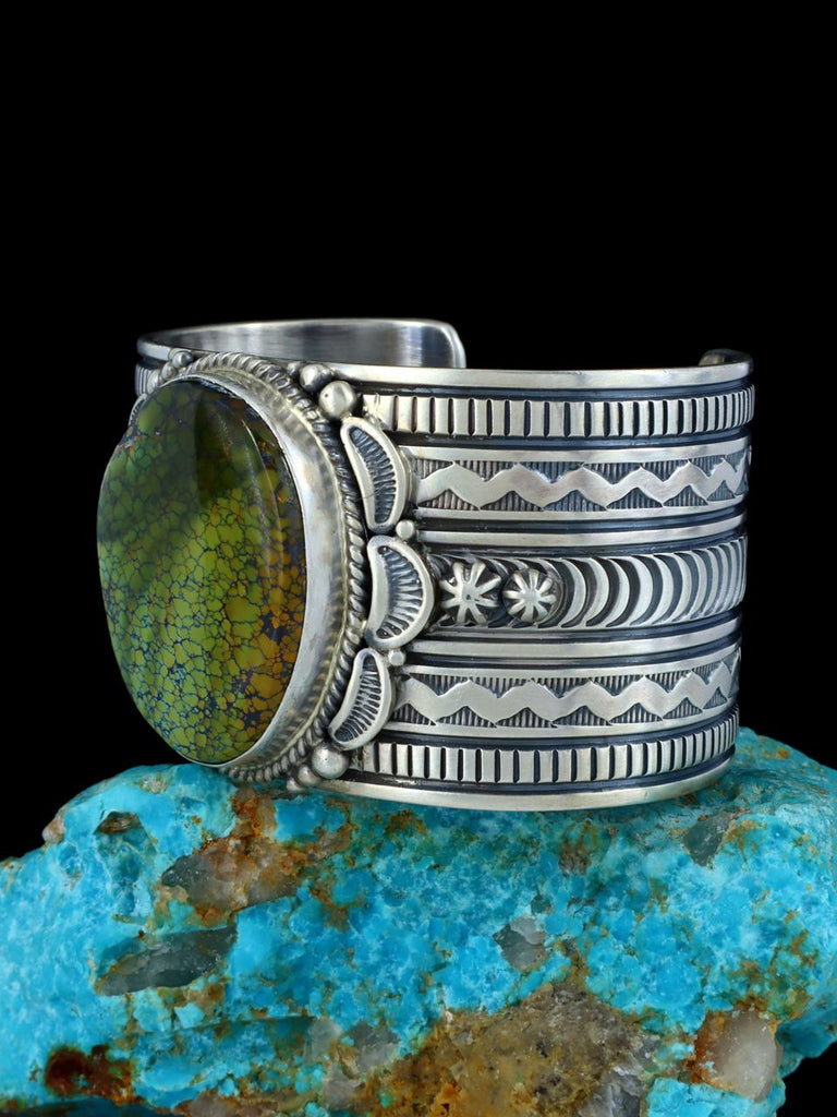Native American Sterling Silver Natural Dragon Skin Turquoise Cuff Bracelet - PuebloDirect.com