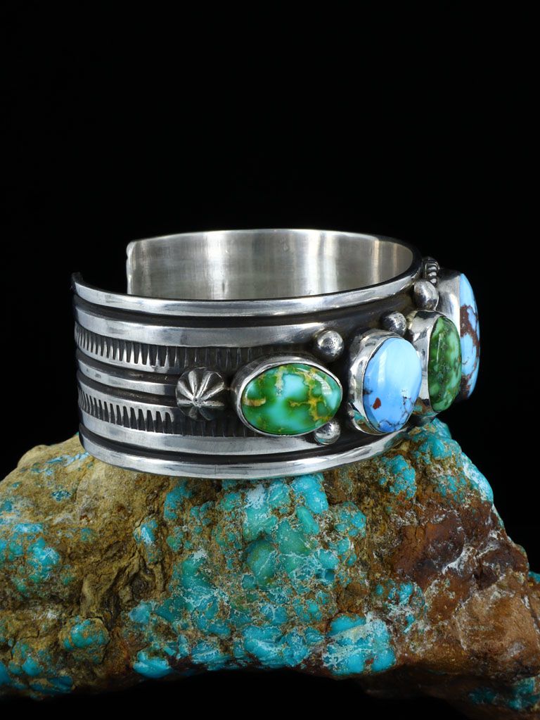 Navajo Golden Hill and Sonoran Gold Turquoise Cuff Bracelet - PuebloDirect.com