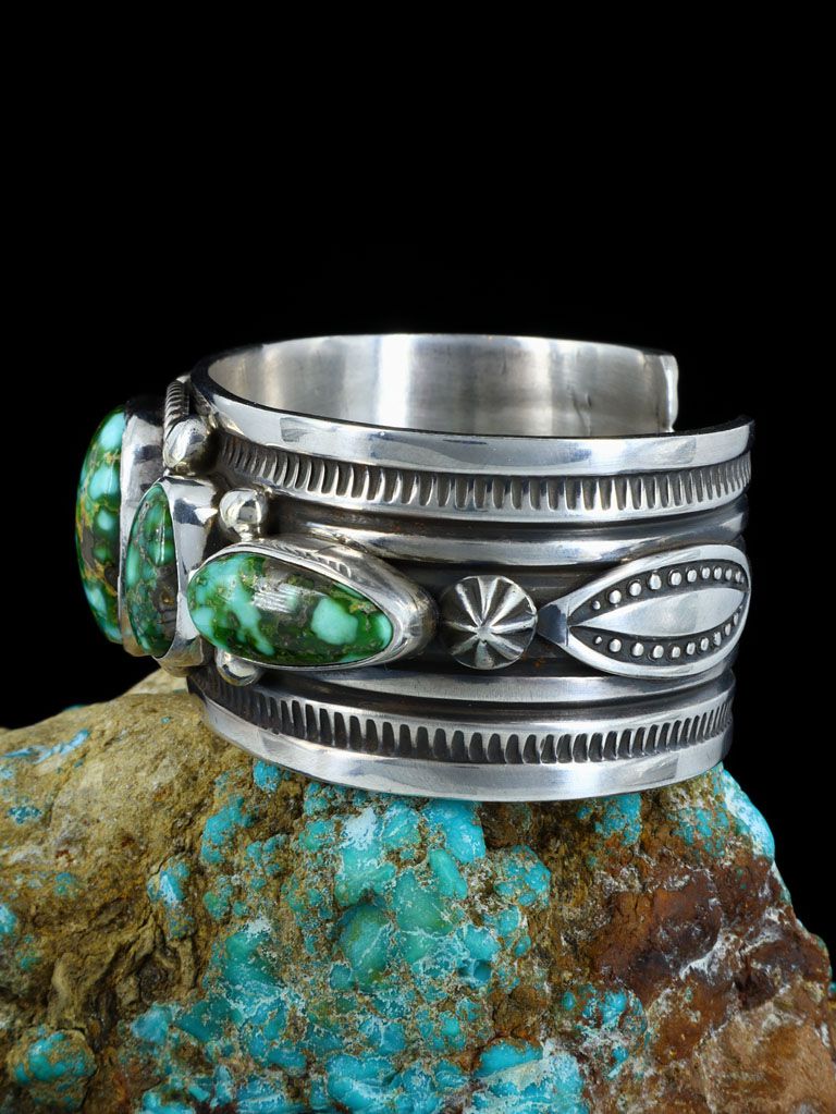 Native American Indian Jewelry Sonoran Gold Turquoise Cuff Bracelet - PuebloDirect.com