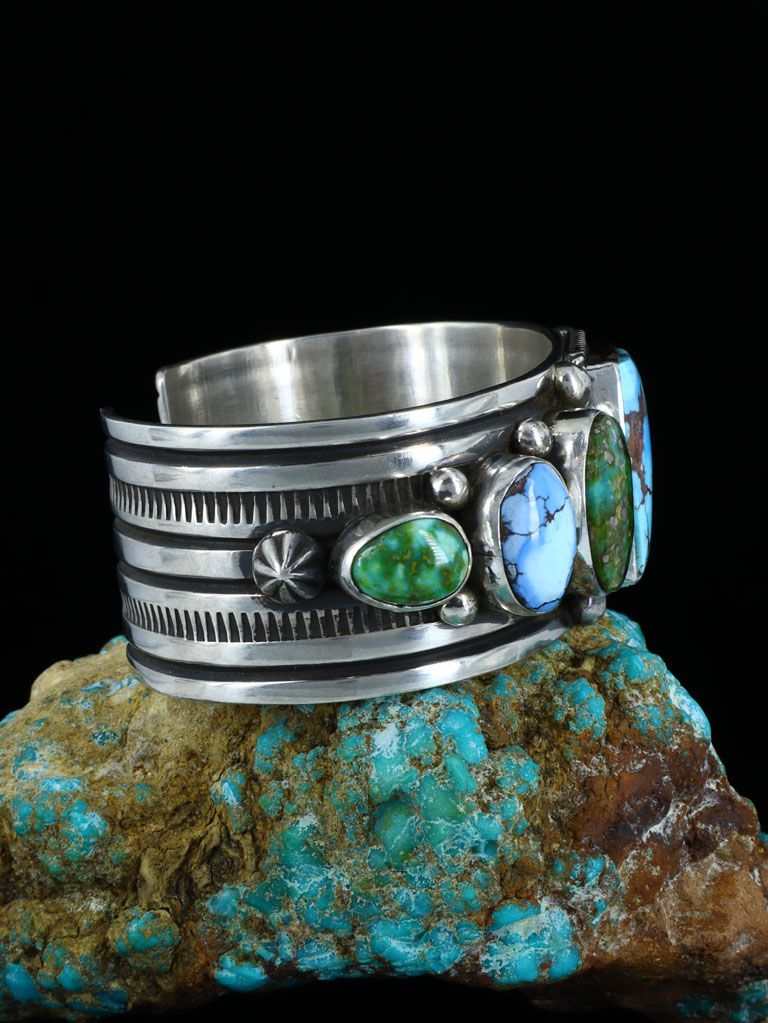 Navajo Golden Hill and Sonoran Gold Turquoise Cuff Bracelet - PuebloDirect.com