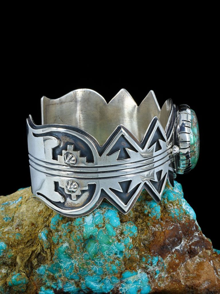 Native American Jewelry Sterling Silver Damele Variscite Bracelet - PuebloDirect.com