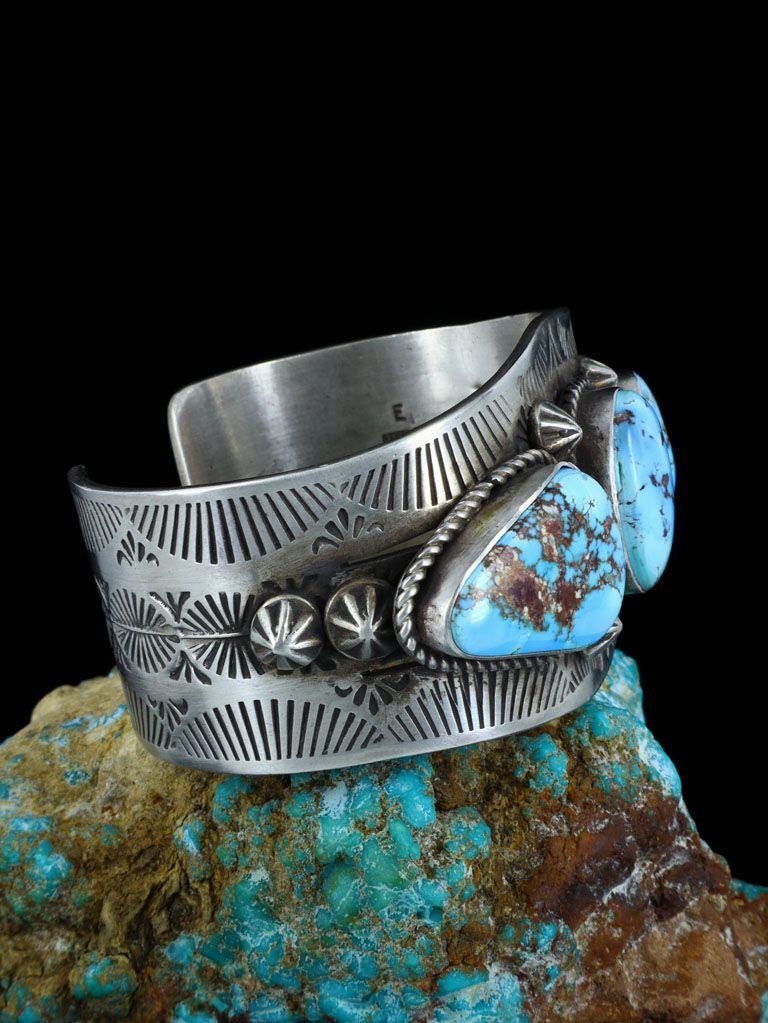 Native American Jewelry Golden Hill Turquoise Cuff Bracelet - PuebloDirect.com