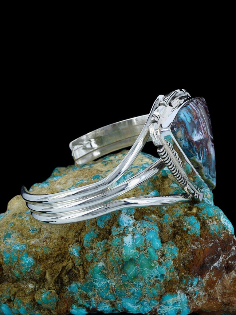 Native American Jewelry Copper and Chrysocolla in Quartz Cuff Bracelet - PuebloDirect.com
