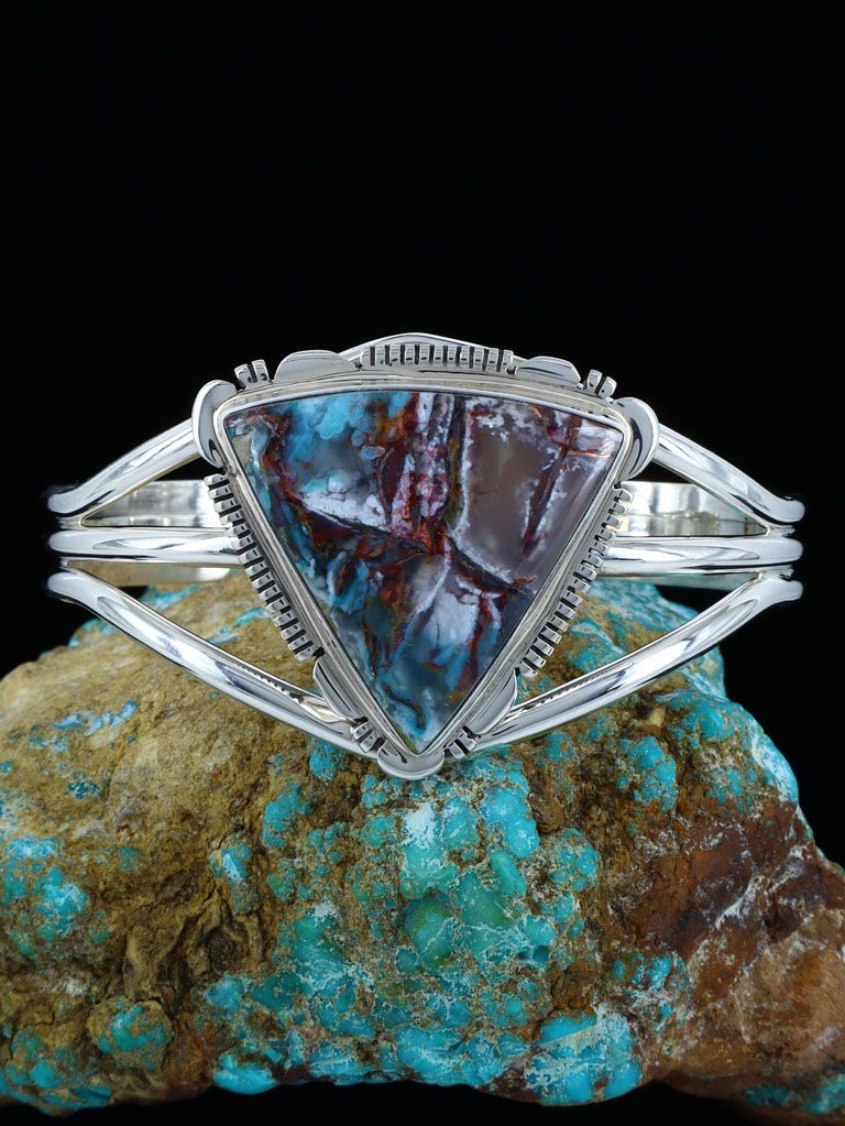 Native American Jewelry Copper and Chrysocolla in Quartz Cuff Bracelet - PuebloDirect.com