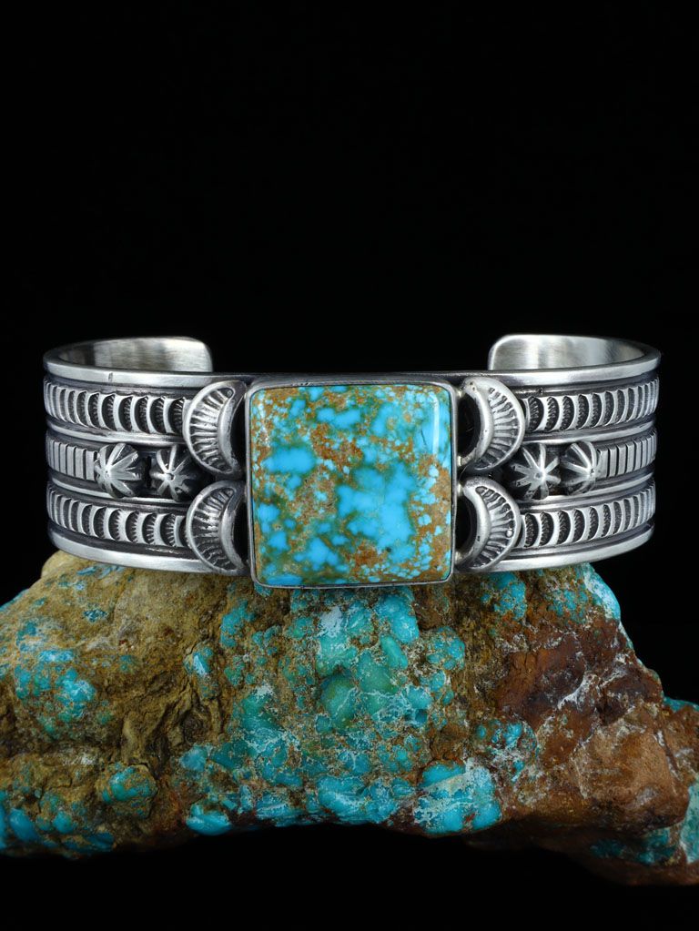 Native American Natural Number Eight Sterling Silver Cuff Bracelet - PuebloDirect.com