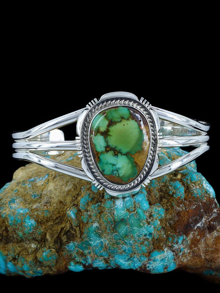 Navajo Sonoran Mountain Turquoise Sterling Silver Cuff Bracelet - PuebloDirect.com