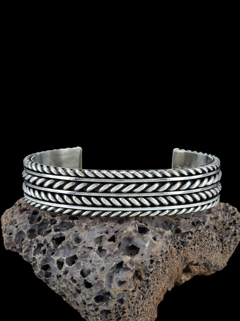 Native American Sterling Silver Twisted Rope Cuff Bracelet - PuebloDirect.com
