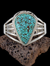 Vintage Native American Natural Turquoise Mountain Turquoise Sterling Silver Cuff Bracelet - PuebloDirect.com