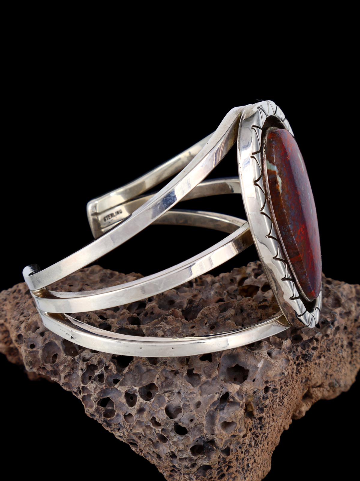 Estate Navajo Heavy Sterling Silver Cuprite Cuff Bracelet - PuebloDirect.com