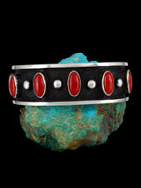 Native American Heavy Mediterranean Coral Cuff Bracelet - PuebloDirect.com