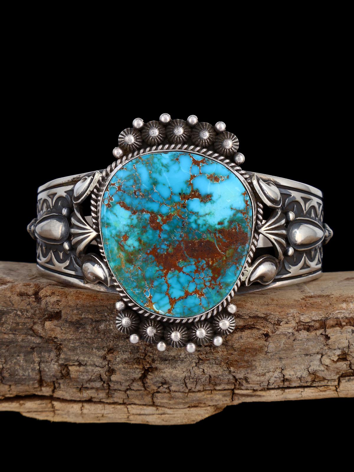 Navajo Jewelry Natural Pilot Mountain Turquoise Cuff Bracelet