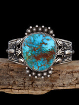 Navajo Jewelry Natural Pilot Mountain Turquoise Cuff Bracelet - PuebloDirect.com