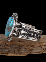 Navajo Jewelry Natural Pilot Mountain Turquoise Cuff Bracelet - PuebloDirect.com