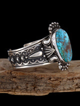 Navajo Jewelry Natural Pilot Mountain Turquoise Cuff Bracelet - PuebloDirect.com