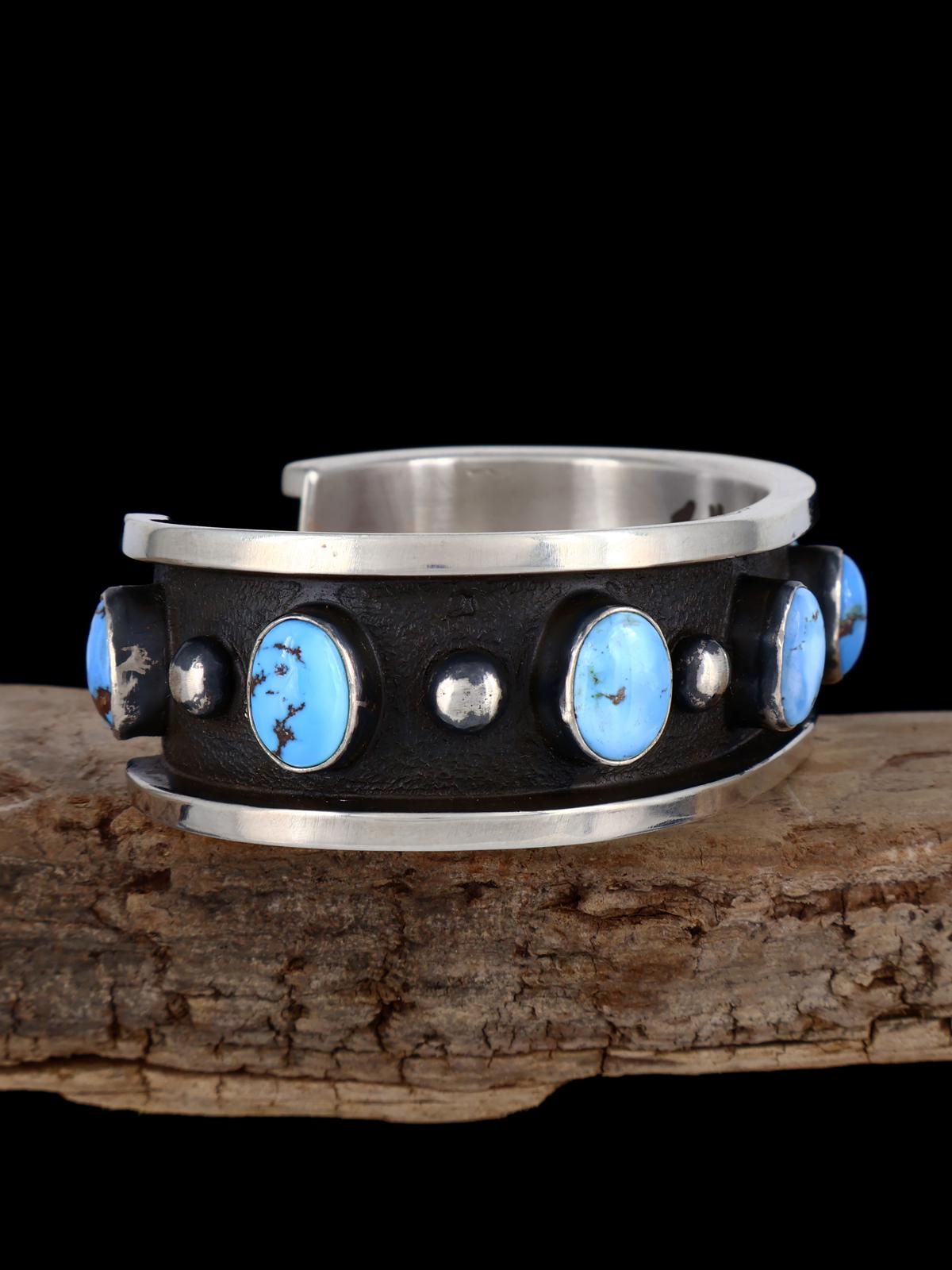 Native American Heavy Golden Hill Turquoise Cuff Bracelet - PuebloDirect.com
