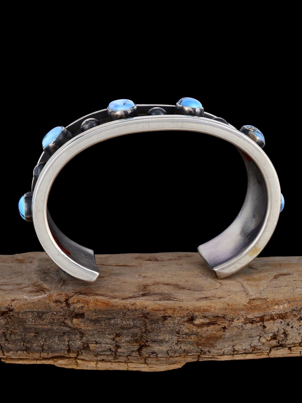 Native American Heavy Golden Hill Turquoise Cuff Bracelet - PuebloDirect.com